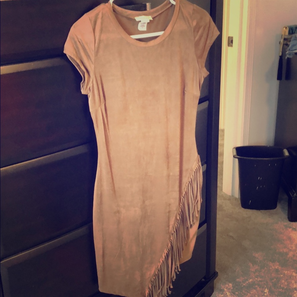 Soft brown dress with fringe